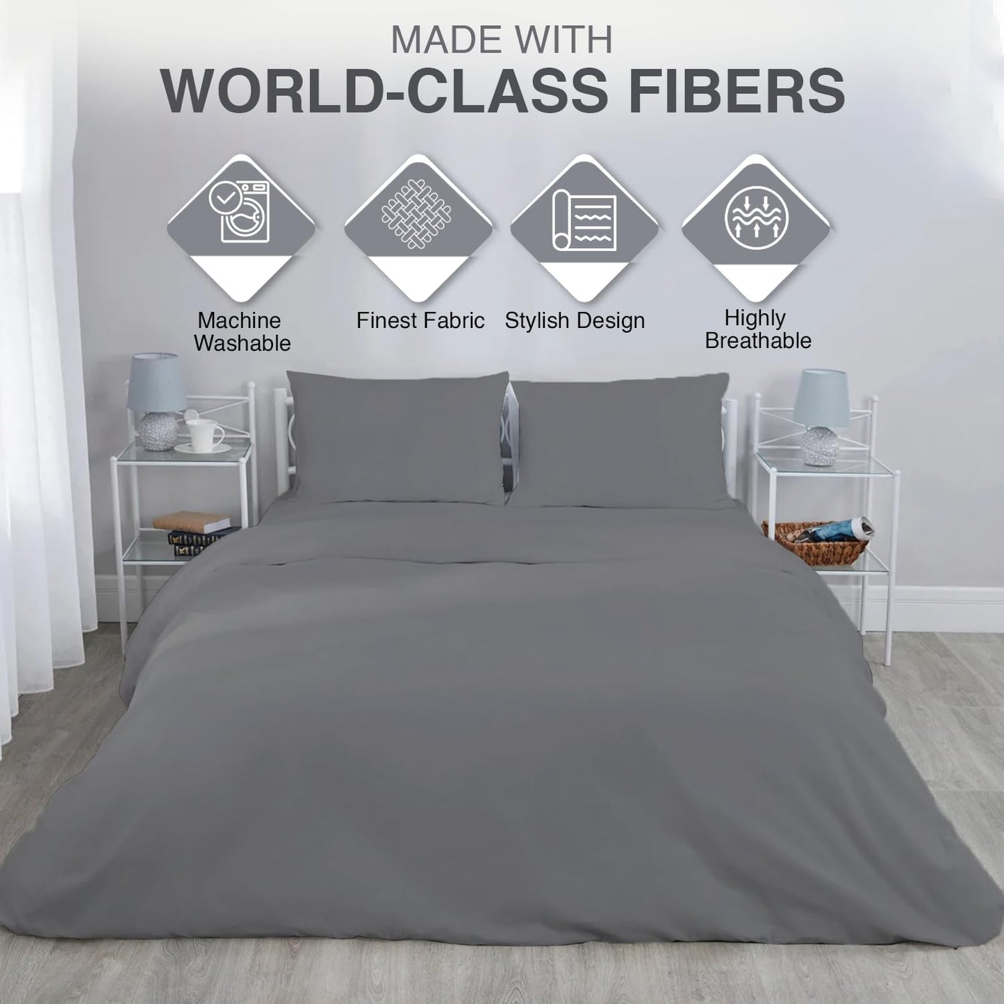 Comfortz Bedding Pillow Cases - Standard Size 50x75 cm Gray