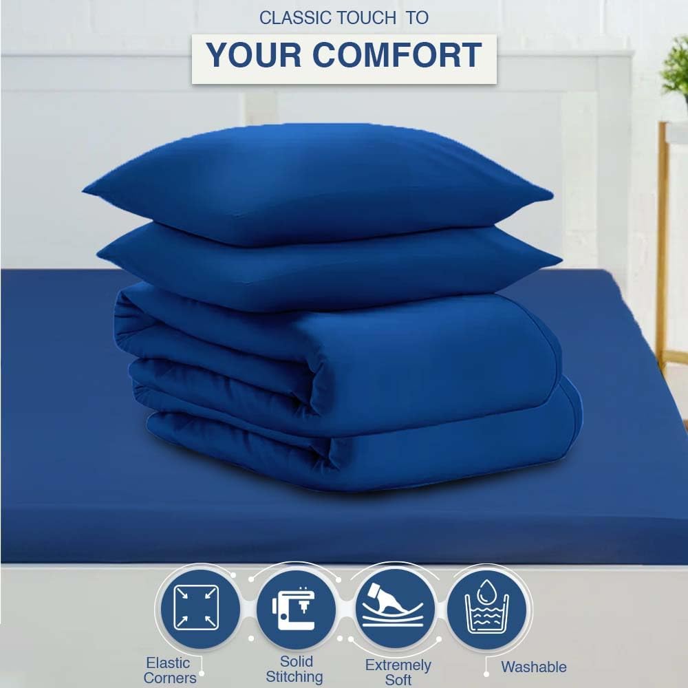 Comfortz Bedding Duvet Cover With Pillowcases Blue
