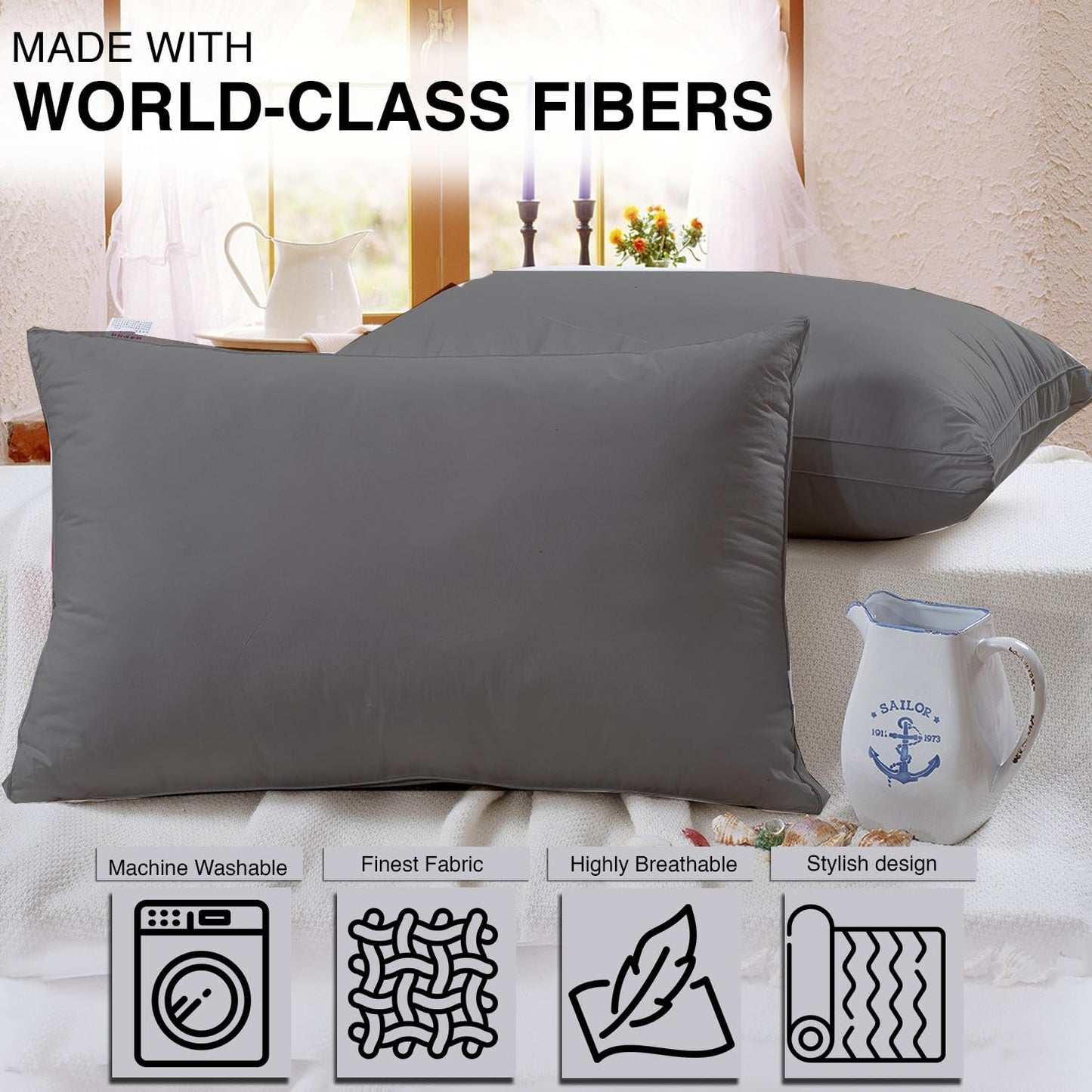 Comfortz Bedding Pillow Cases - Standard Size 50x75 cm Gray