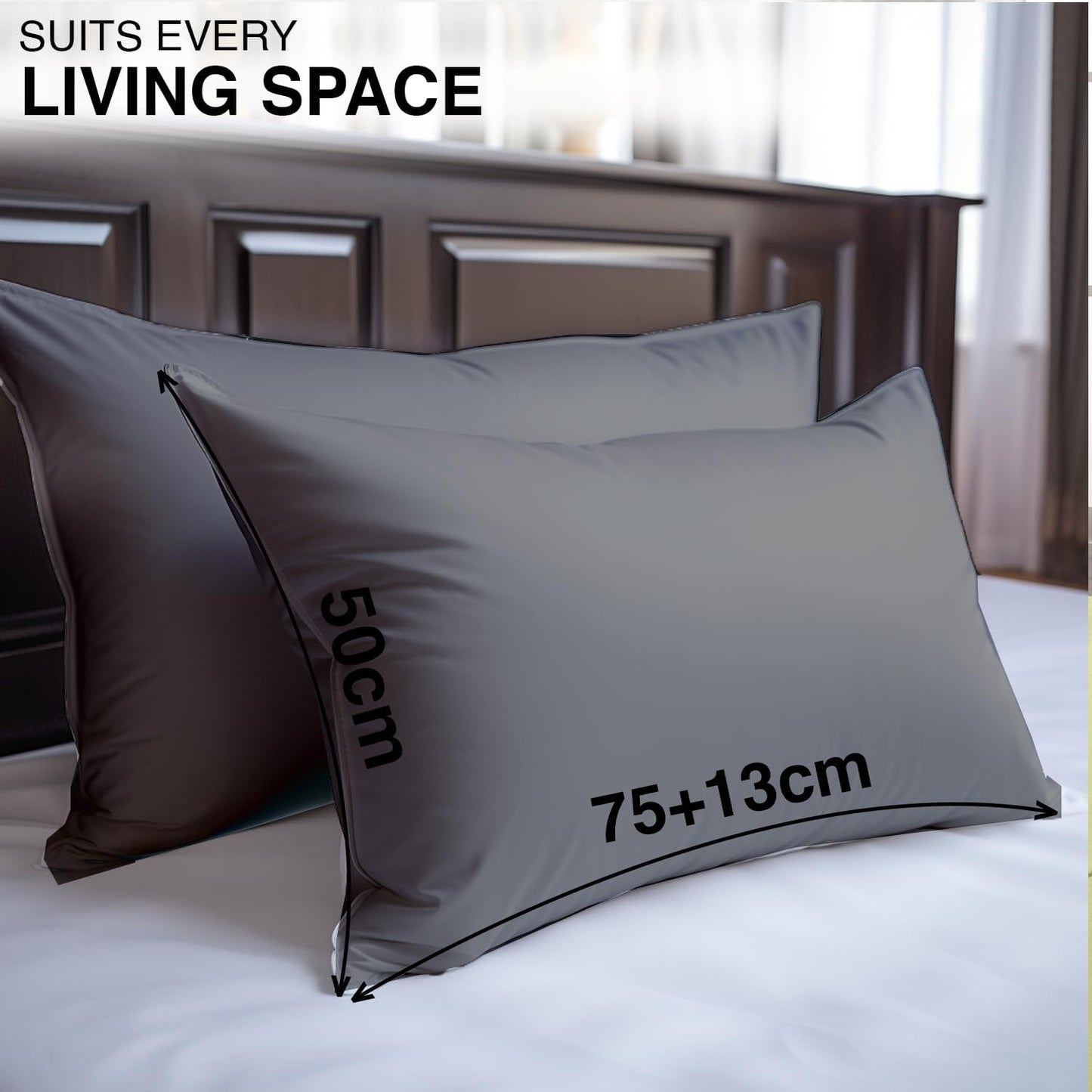 Comfortz Bedding Pillow Cases - Standard Size 50x75 cm Gray
