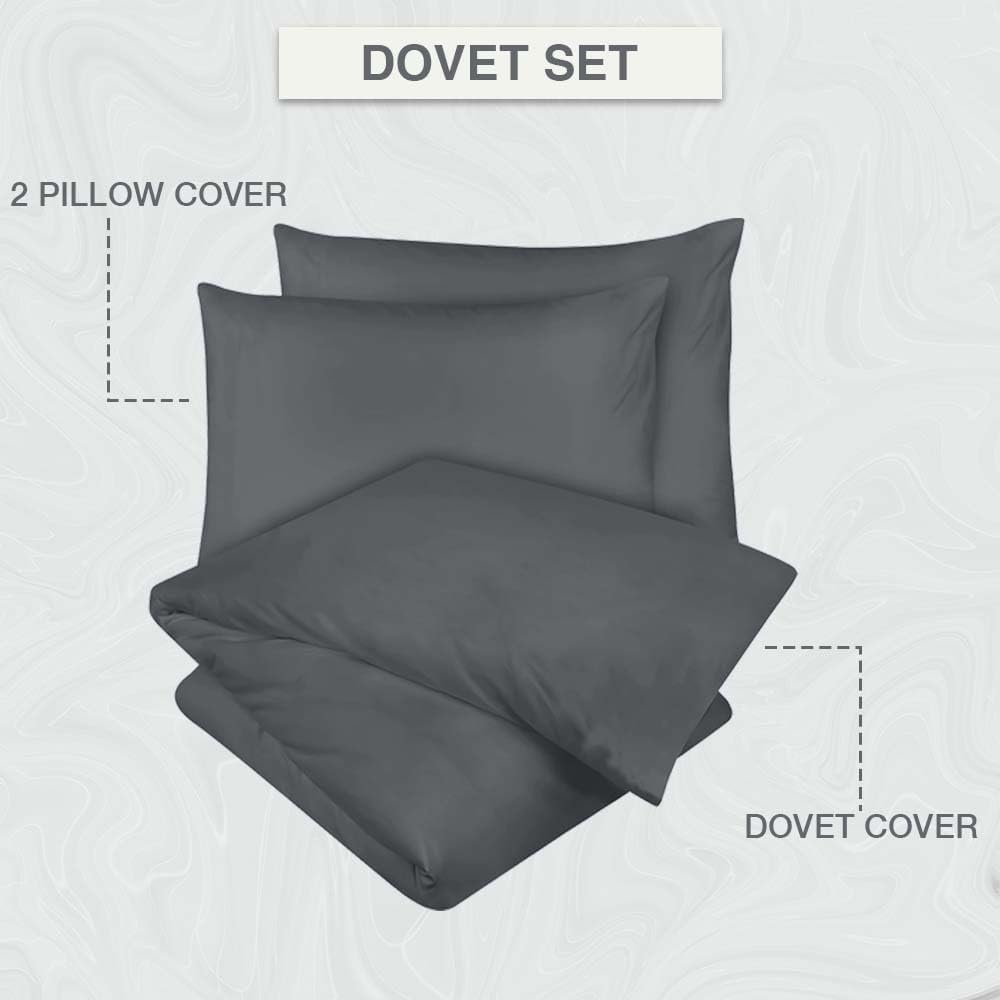 Comfortz Bedding Duvet Cover With Pillowcases Gray