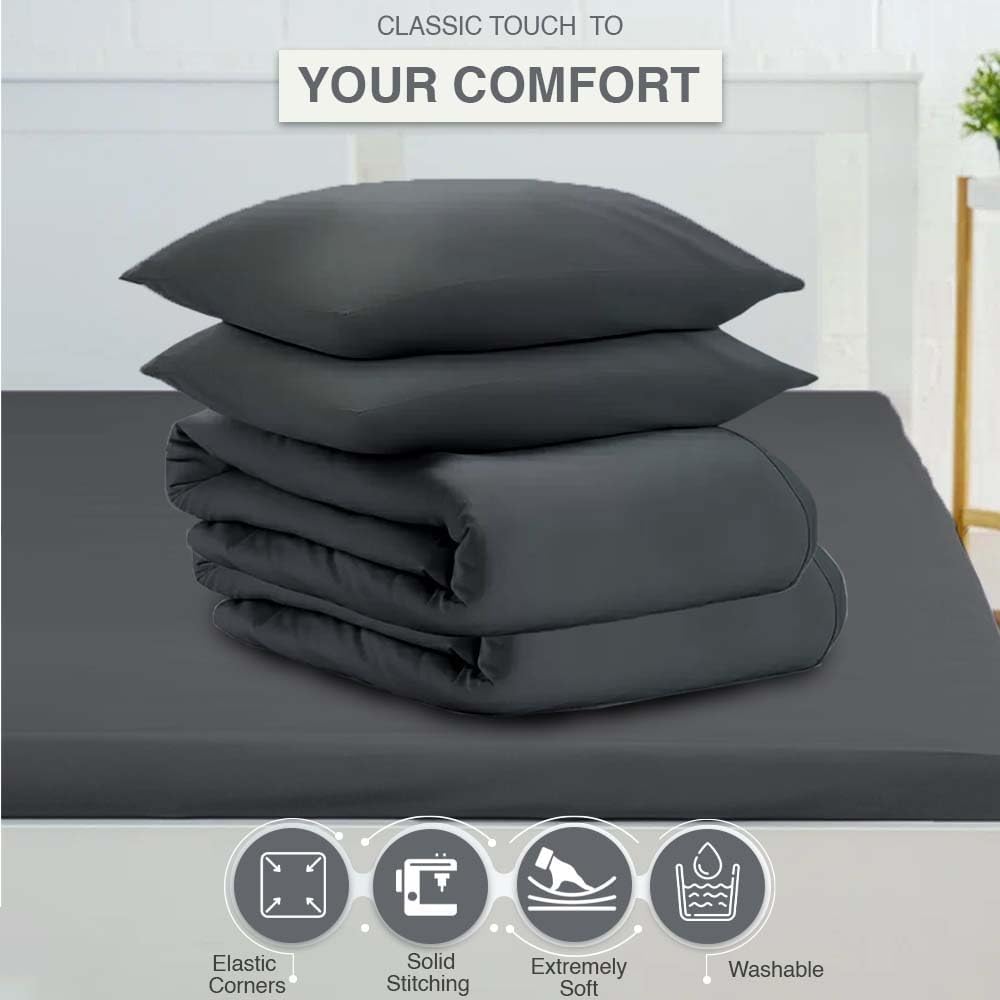 Comfortz Bedding Duvet Cover With Pillowcases Gray