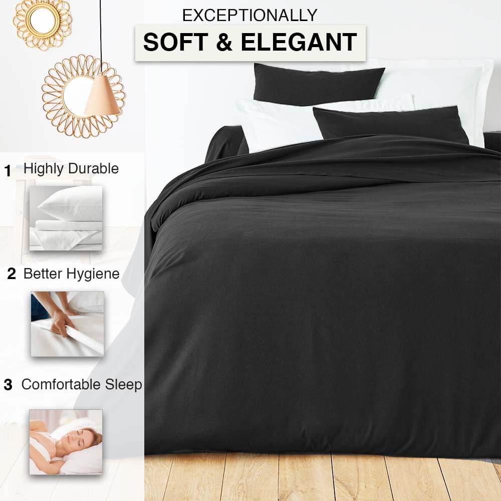 Comfortz Bedding Duvet Cover With Pillowcases Black