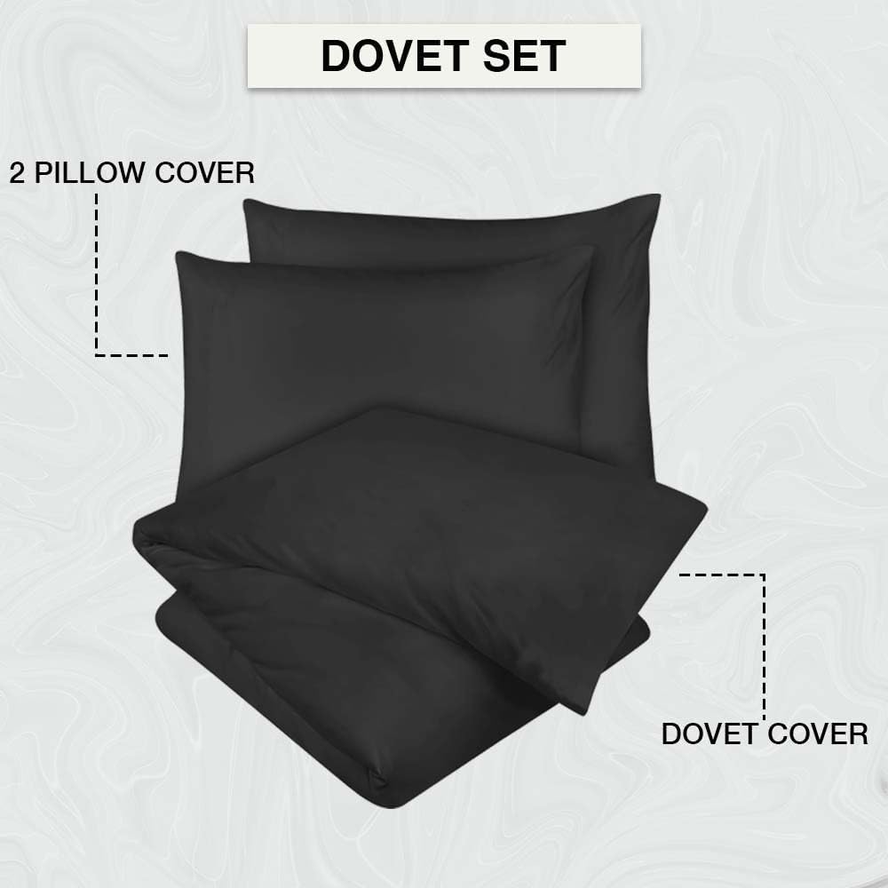 Comfortz Bedding Duvet Cover With Pillowcases Black