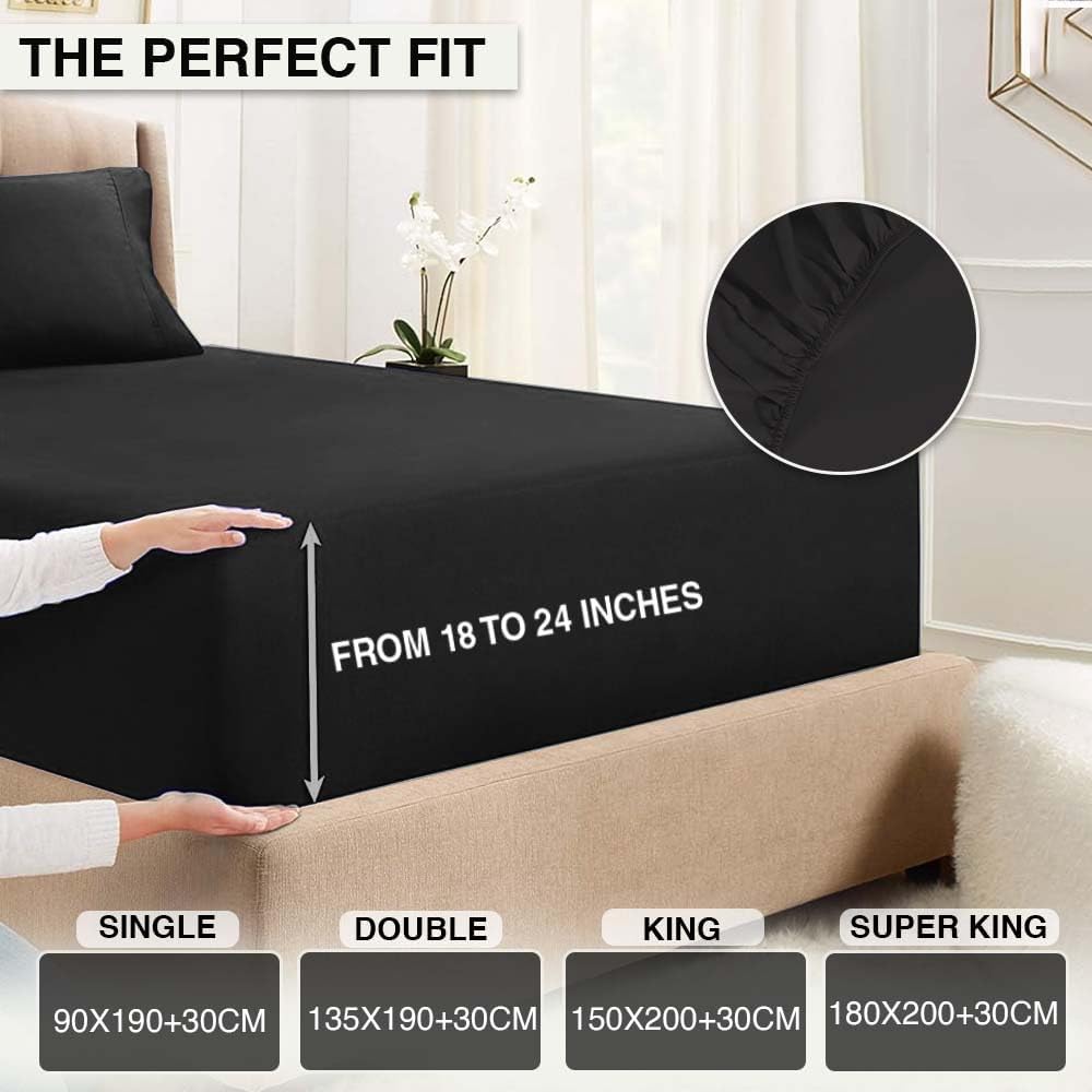 Comfortz Bedding Fitted Sheet Black